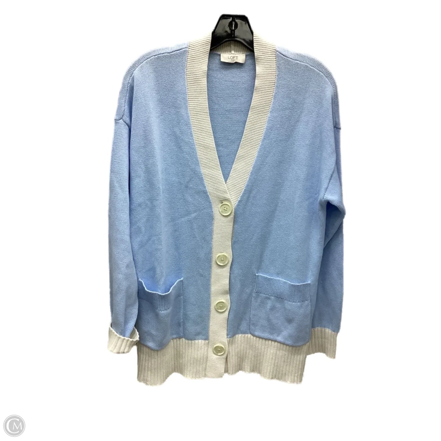 Cardigan By Loft In Blue & White, Size: L