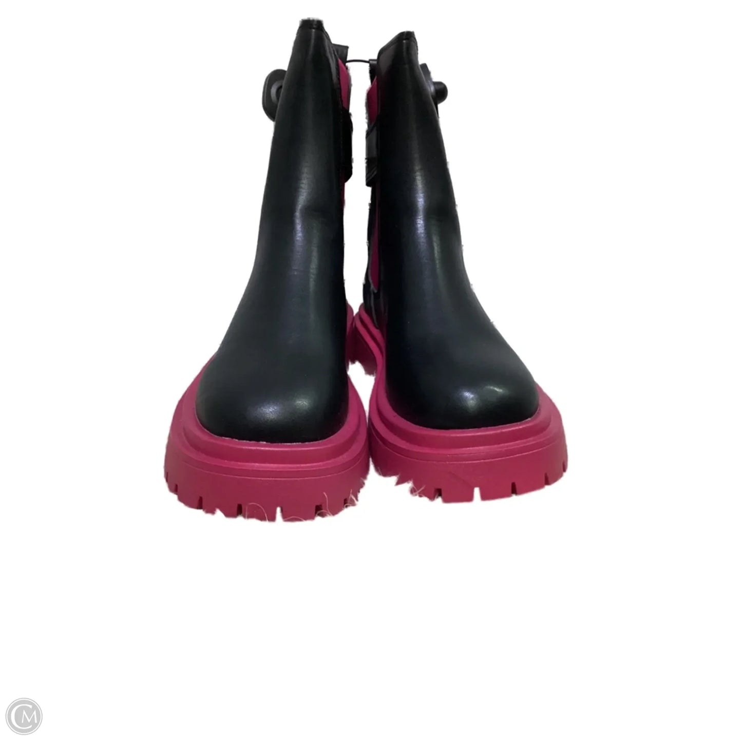 Boots Rain By Clothes Mentor In Black & Pink, Size: 9