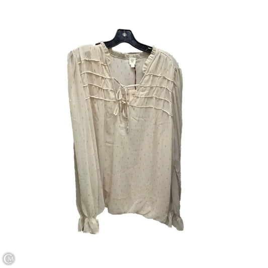 Top Long Sleeve By Clothes Mentor In Cream, Size: 3x