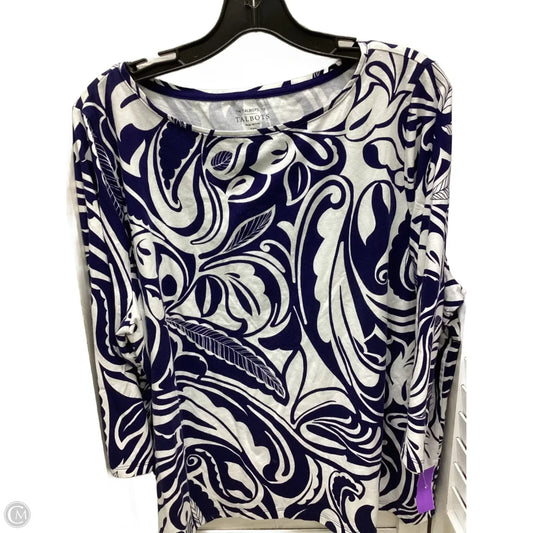 Top 3/4 Sleeve By Talbots In Blue & White, Size: 3x