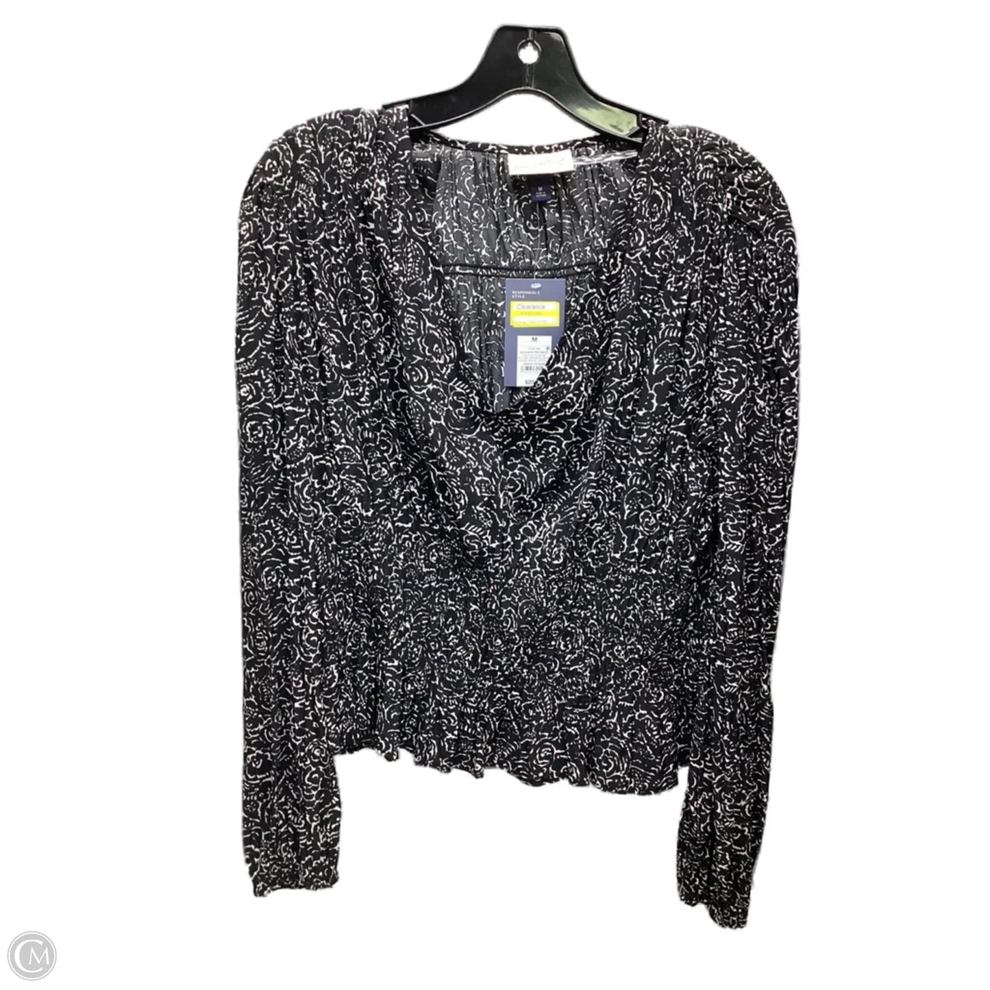 Top Long Sleeve By Universal Thread In Black & White, Size: M