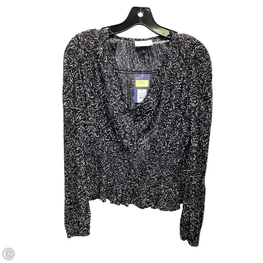 Top Long Sleeve By Universal Thread In Black & White, Size: M