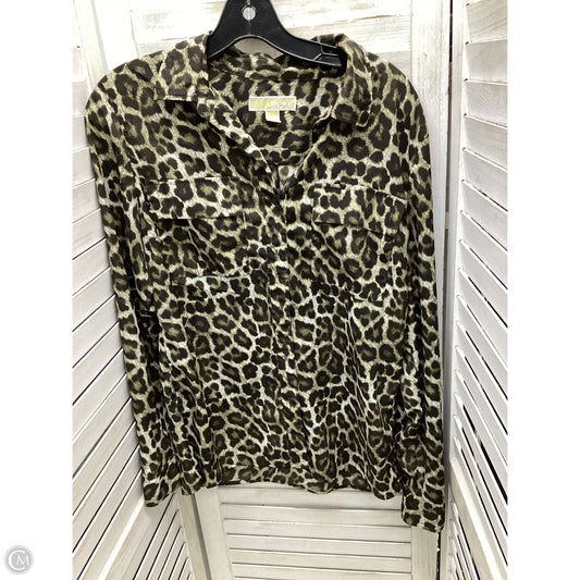 Top Long Sleeve Designer By Michael Kors In Animal Print, Size: L