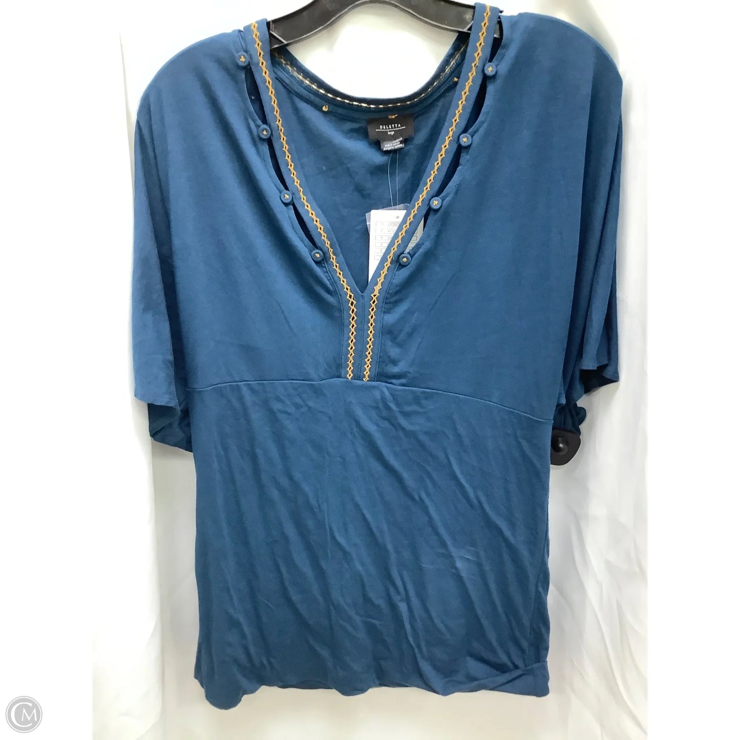 Top Short Sleeve By Deletta In Blue, Size: L
