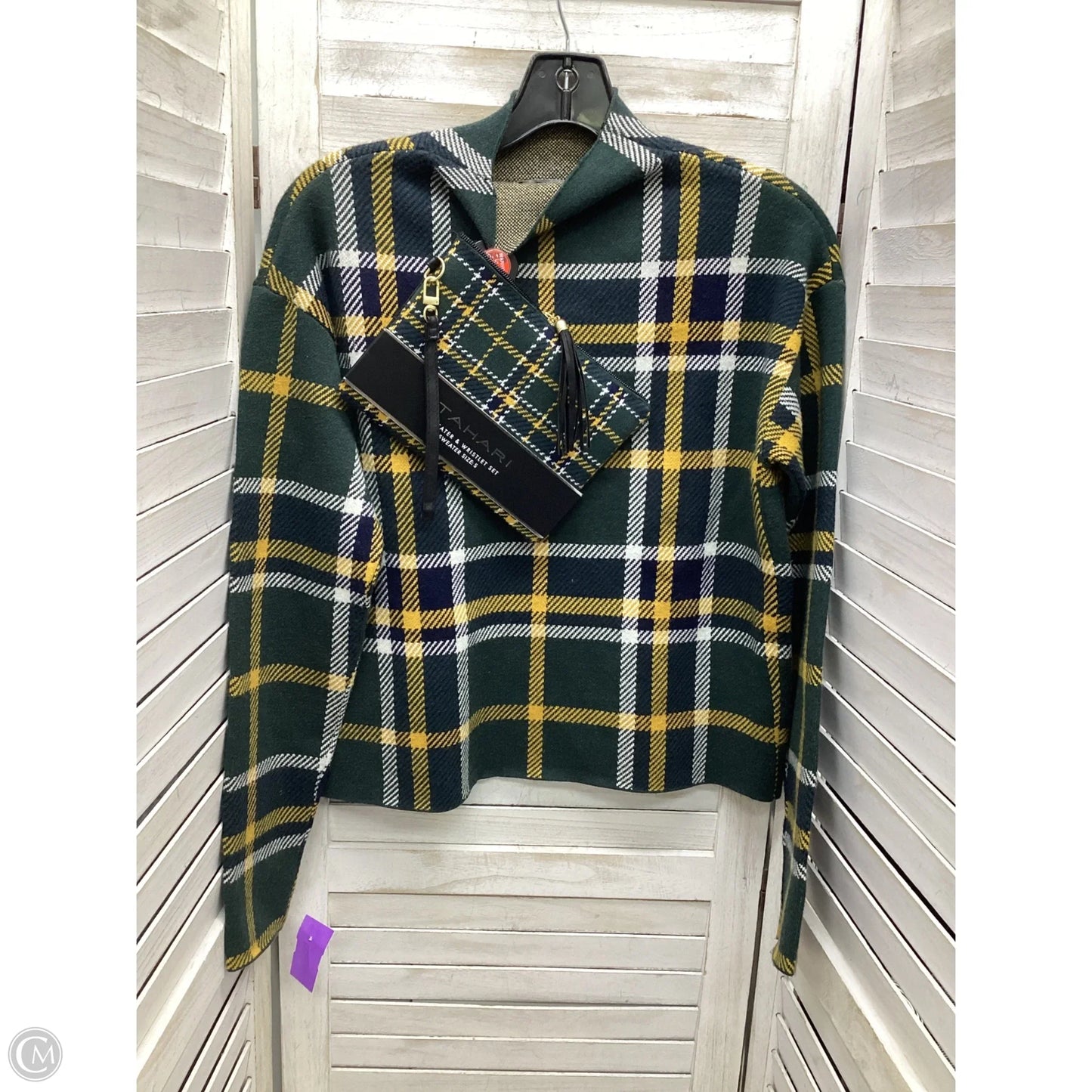 Sweater By Tahari By Arthur Levine In Plaid Pattern, Size: S