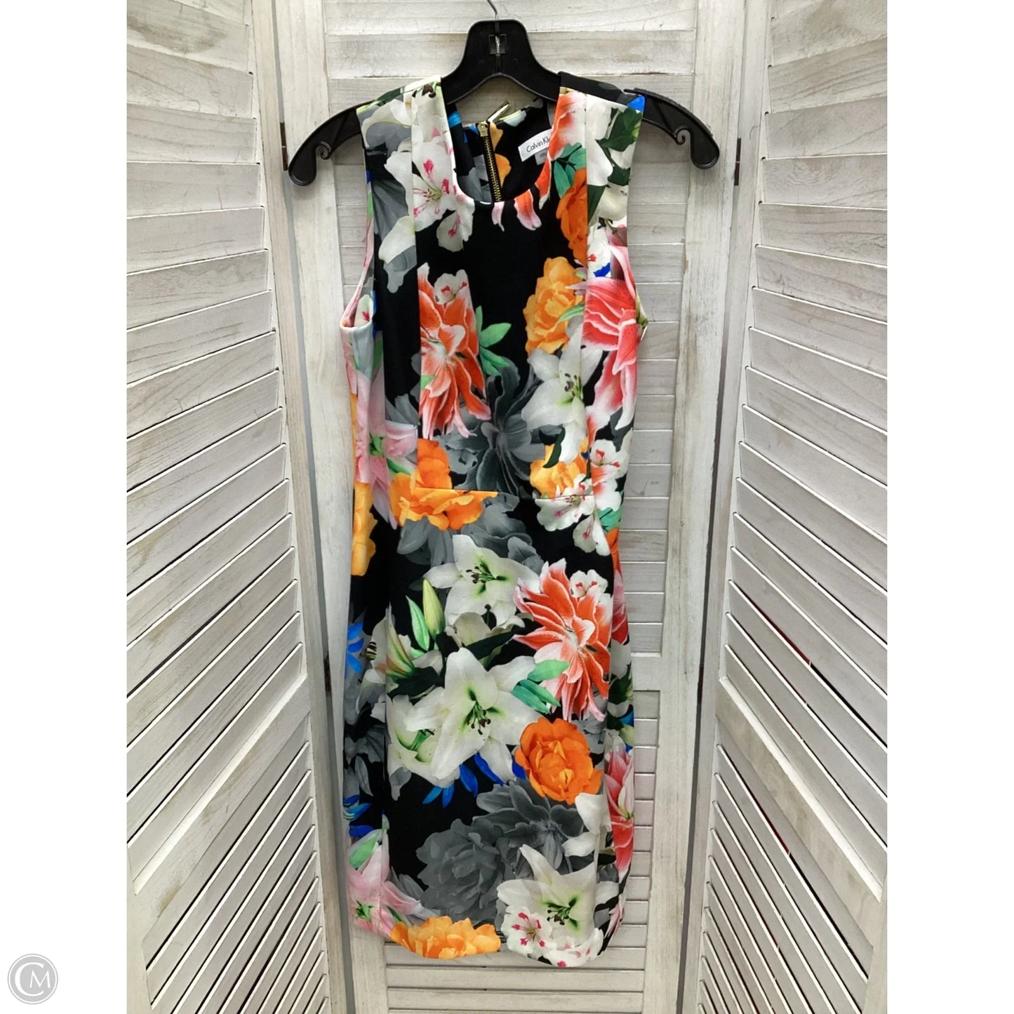 Dress Casual Midi By Calvin Klein In Floral Print, Size: 12