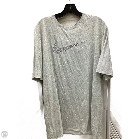 Athletic Top Short Sleeve By Nike In Grey, Size: 2x