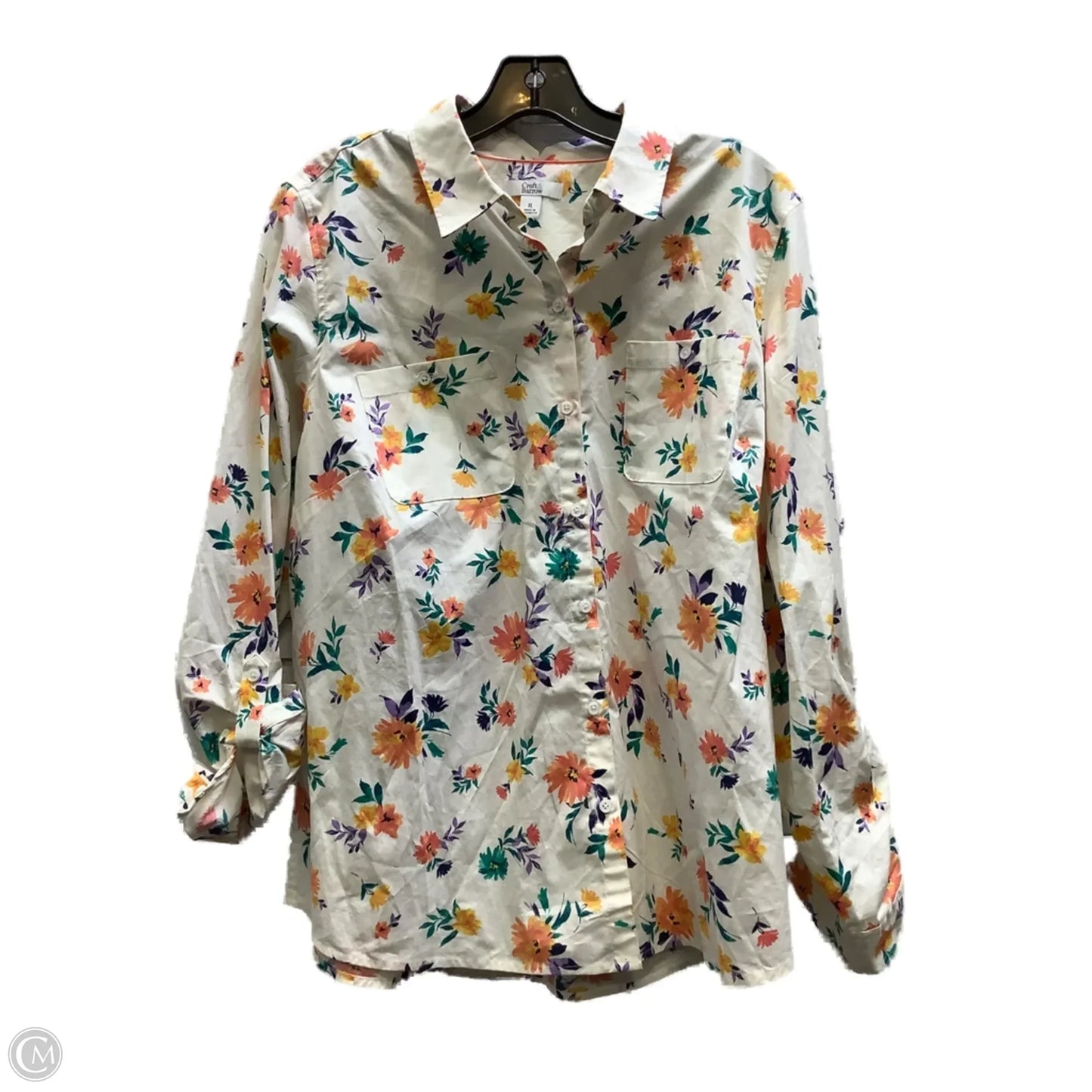 Top Long Sleeve By Croft And Barrow In Floral Print, Size: Xl
