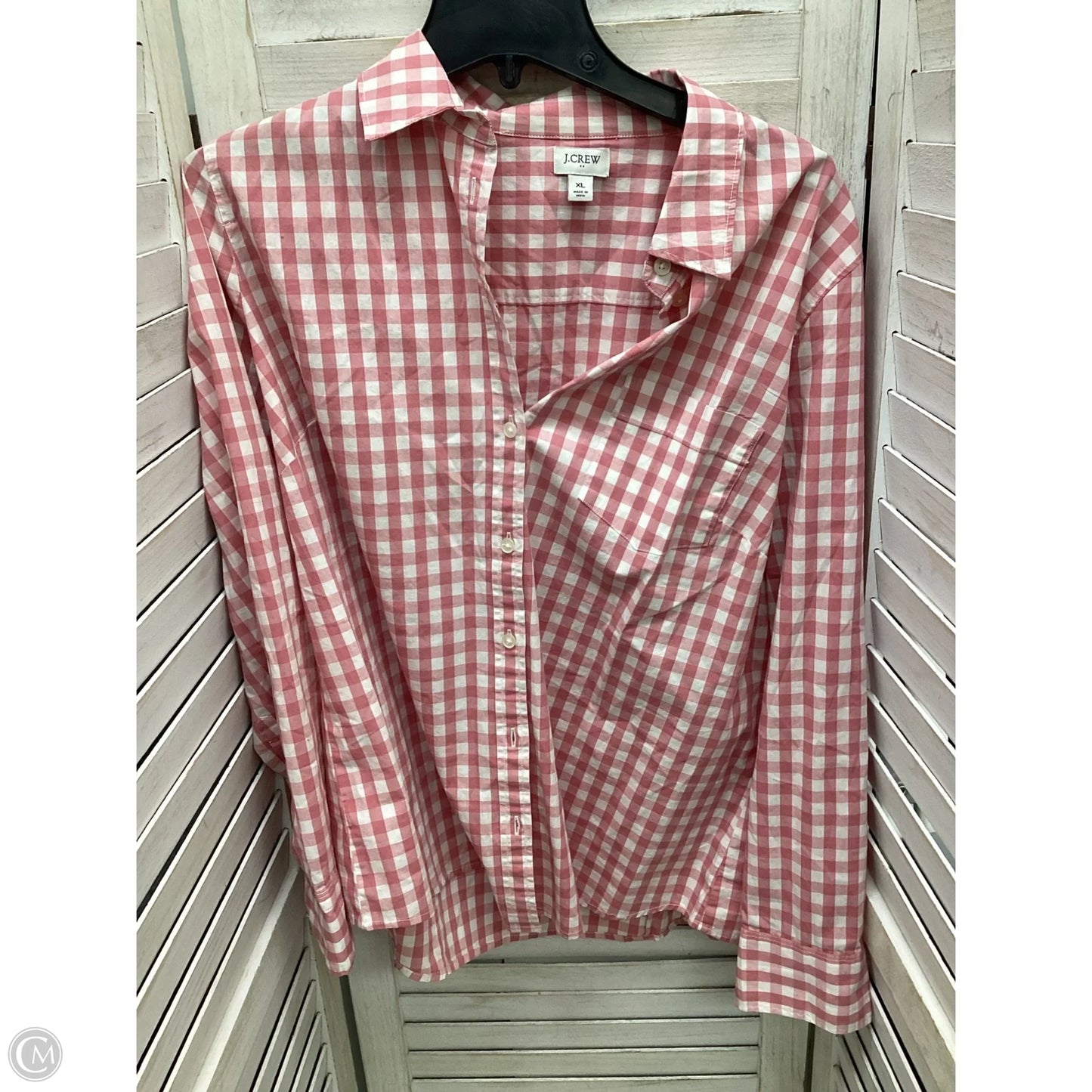 Top Long Sleeve By J. Crew In Plaid Pattern, Size: Xl
