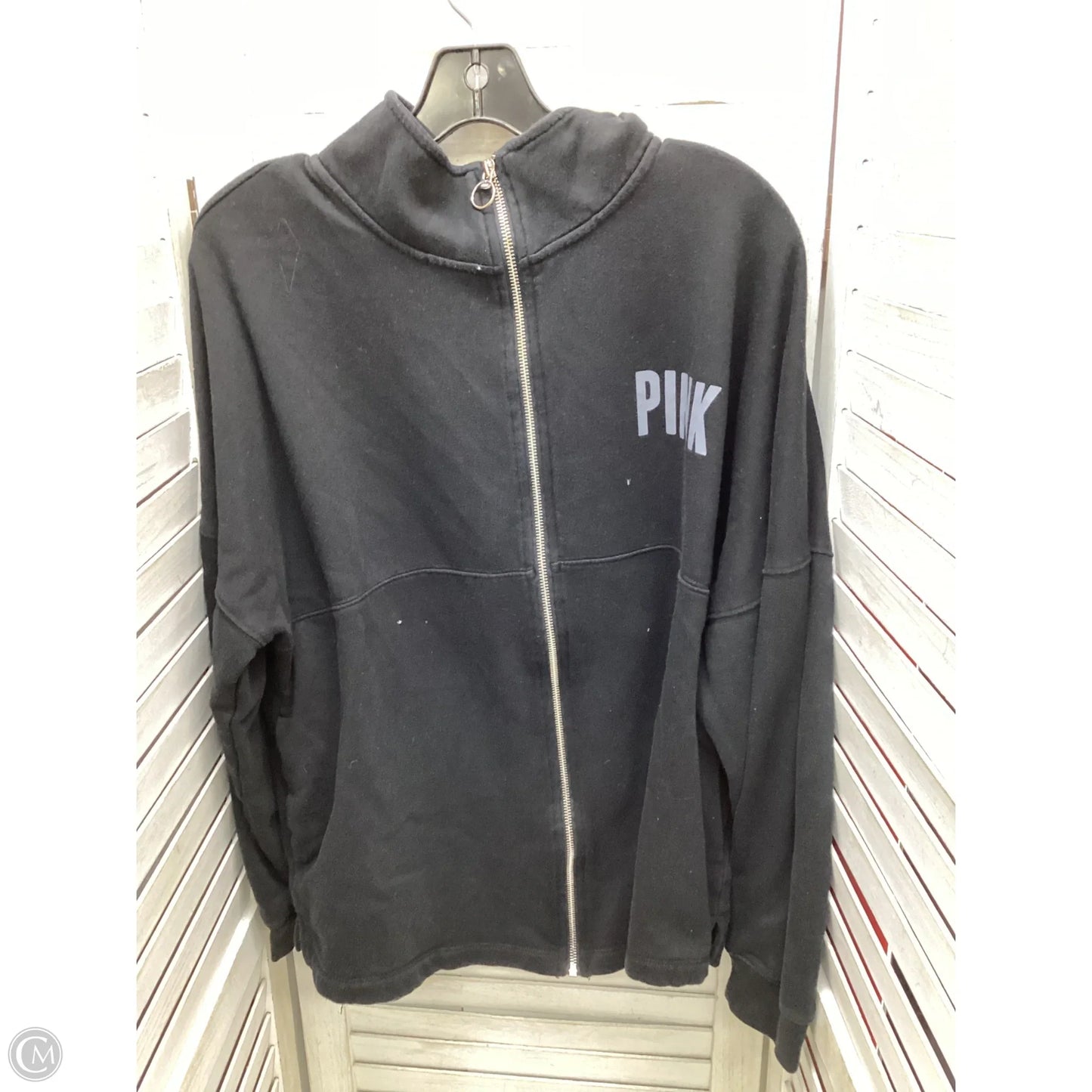 Sweatshirt Hoodie By Pink In Black, Size: L