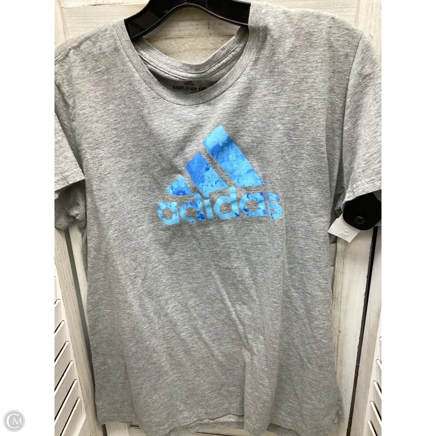 Top Short Sleeve By Adidas In Grey, Size: L