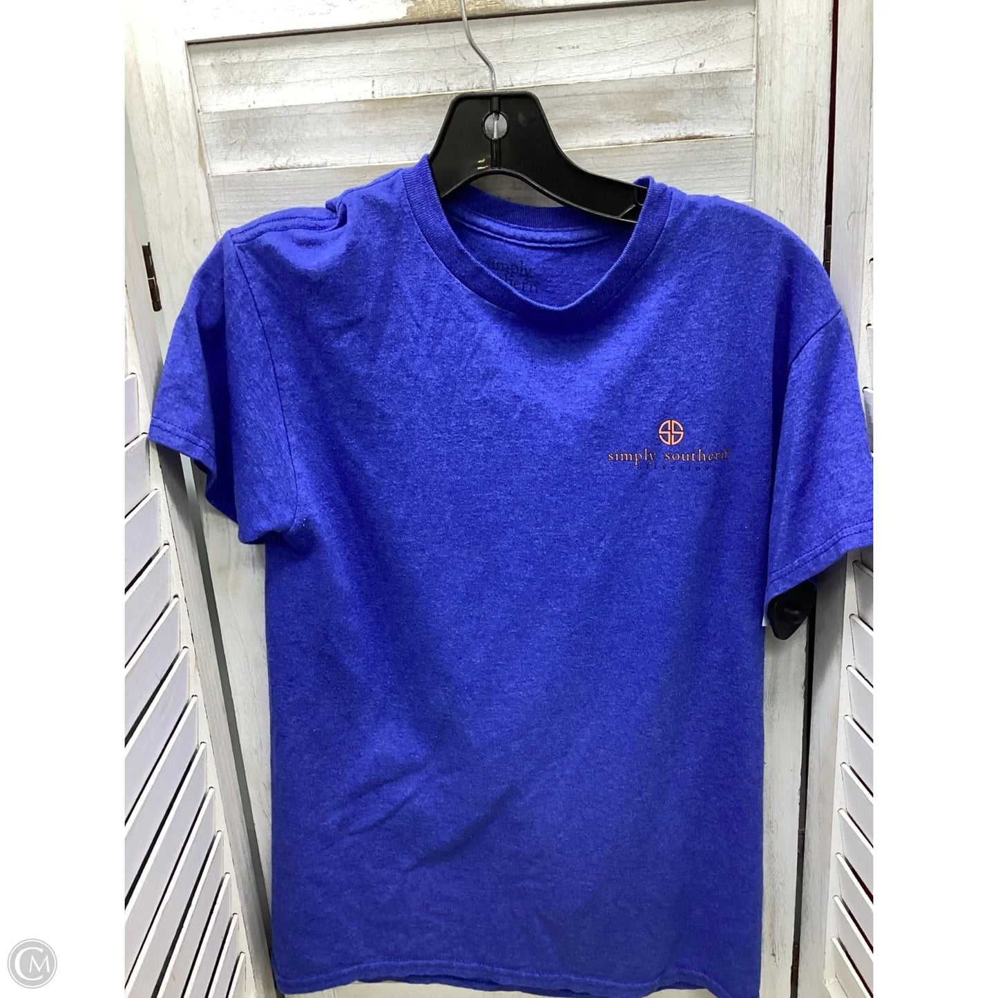 Top Short Sleeve By Simply Southern In Blue, Size: S