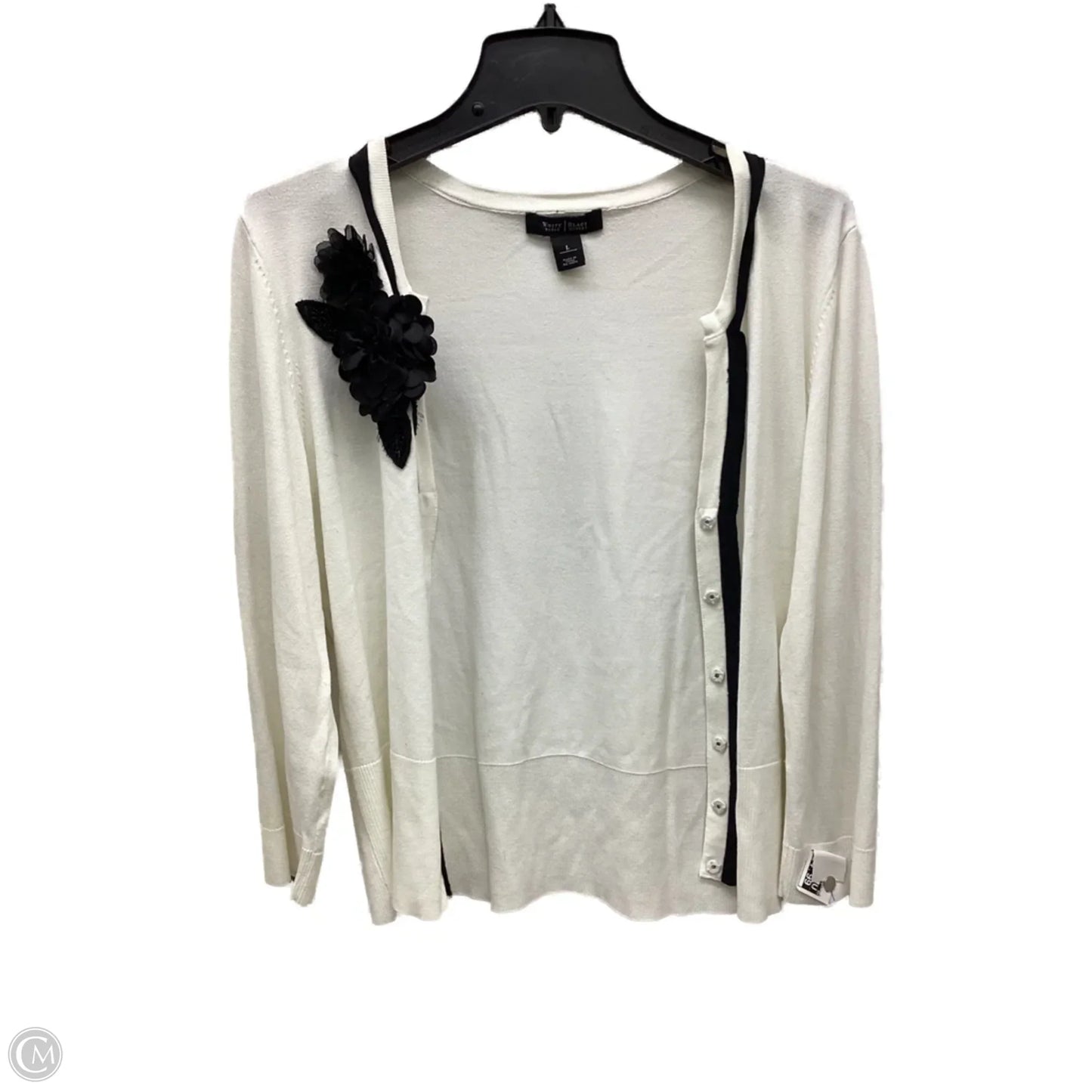 Cardigan By White House Black Market In Black & White, Size: L