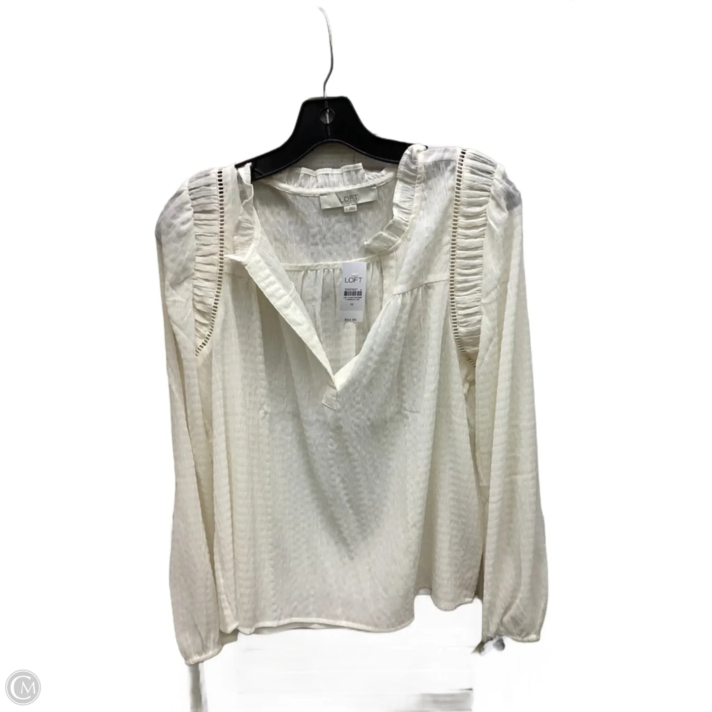 Top Long Sleeve By Loft In Ivory, Size: M