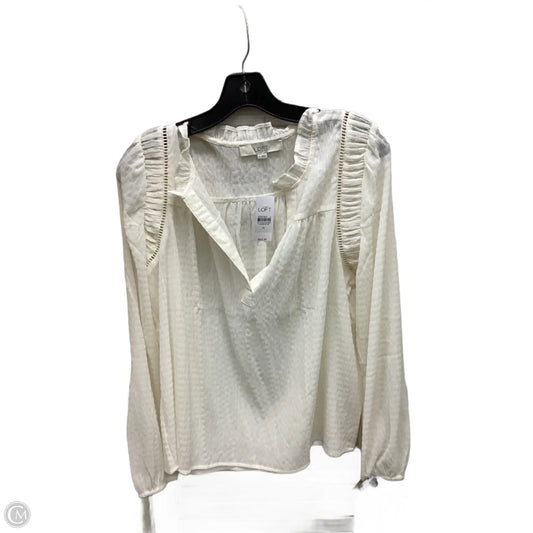 Top Long Sleeve By Loft In Ivory, Size: M