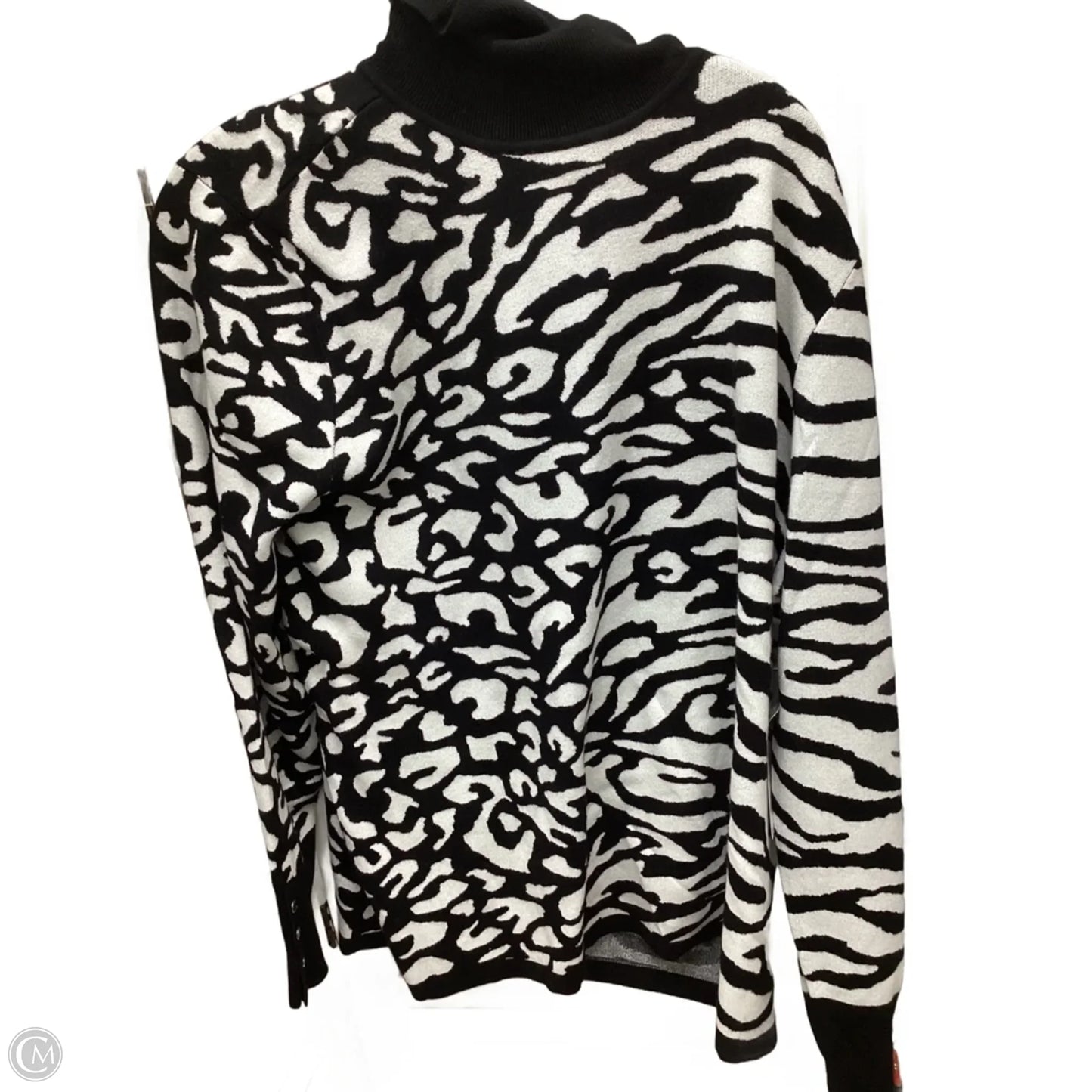 Top Long Sleeve By Chicos In Black & White, Size: Xl