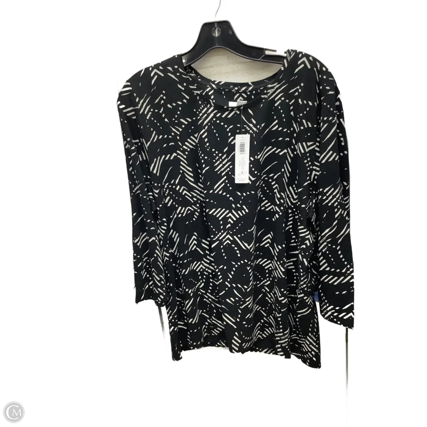 Top Long Sleeve By Chicos In Black & White, Size: Xl