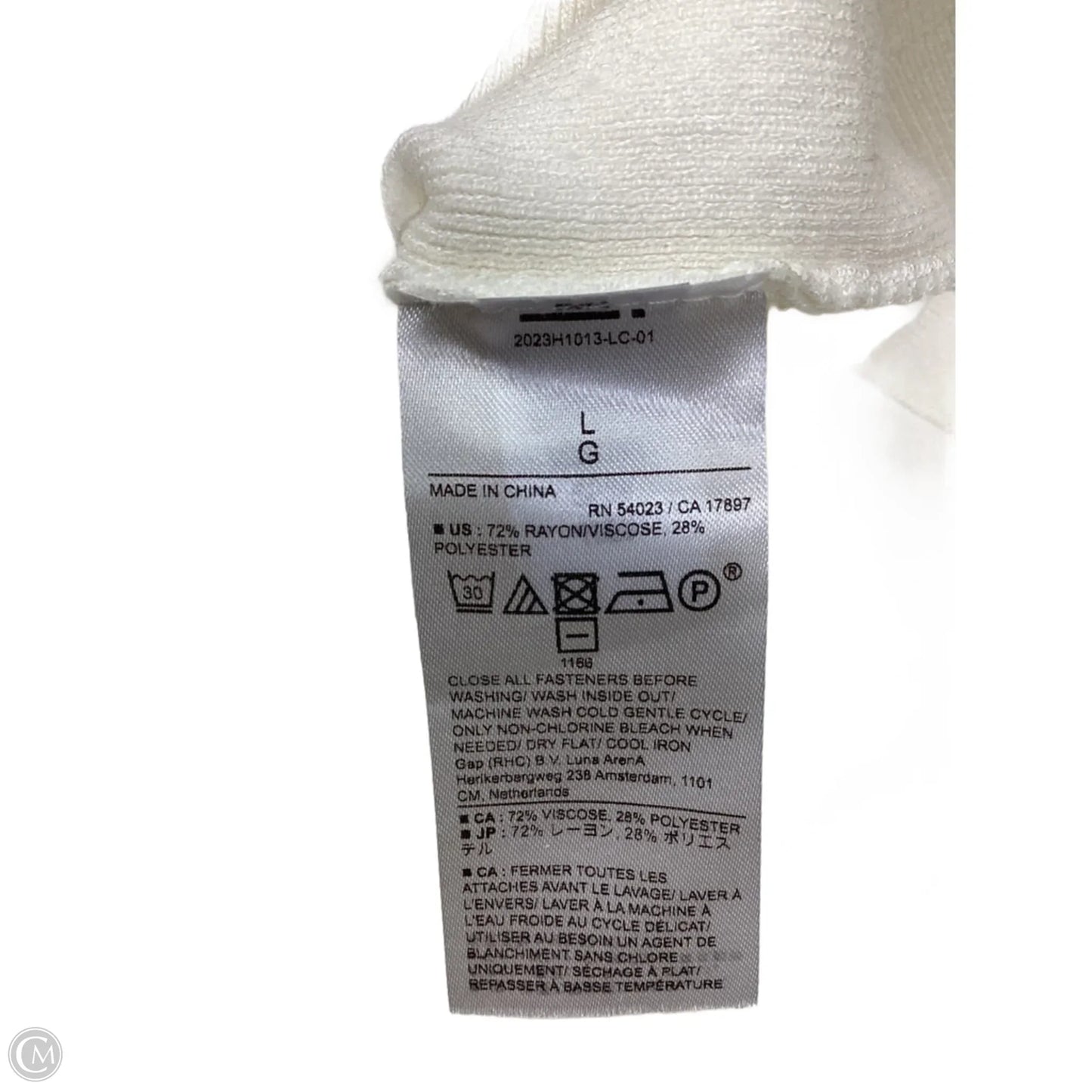 Top Long Sleeve By Banana Republic In Ivory, Size: L