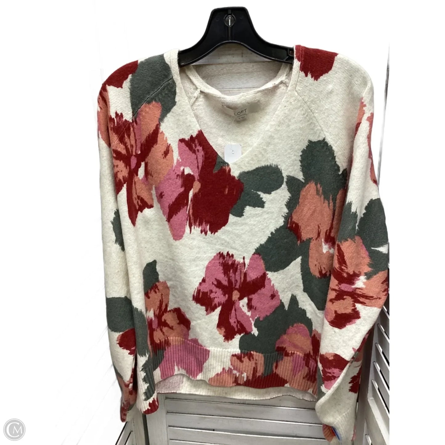 Sweater By Loft In Floral Print, Size: Xl