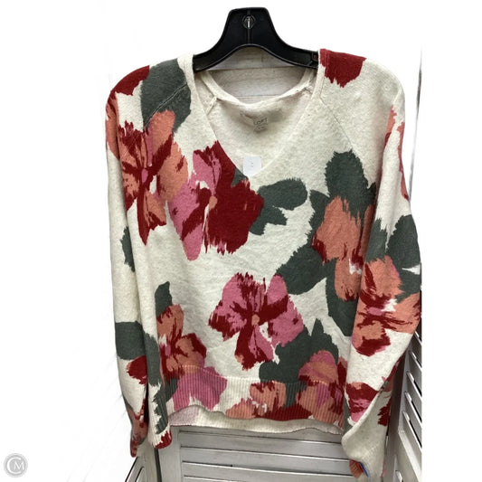 Sweater By Loft In Floral Print, Size: Xl