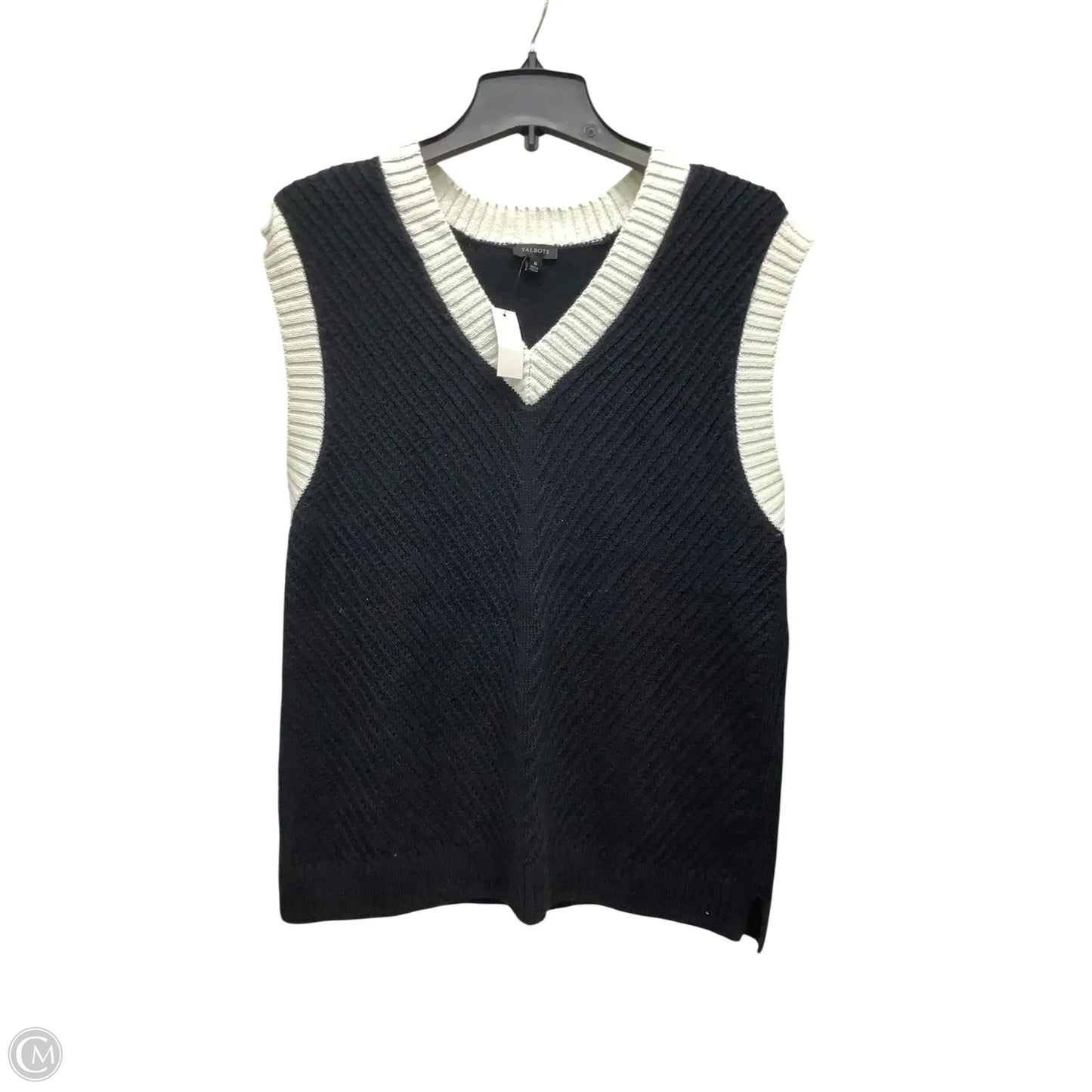 Vest Sweater By Talbots In Black & White, Size: Xl