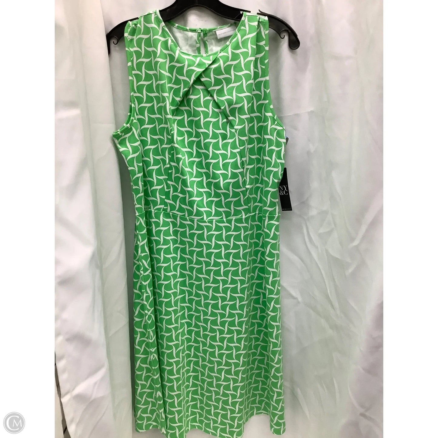 Dress Casual Midi By New York And Co In Green & White, Size: Xl