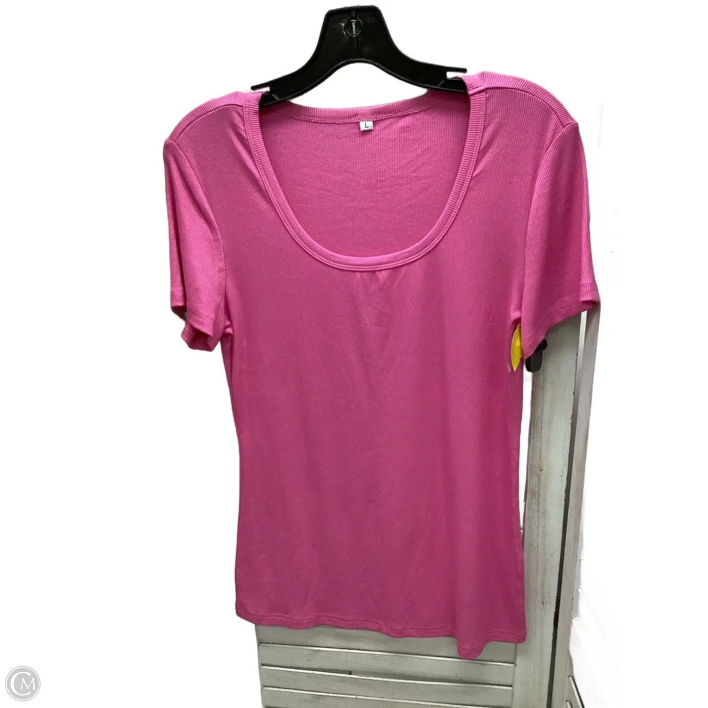 Top Short Sleeve By Workshop In Striped Pattern, Size: L