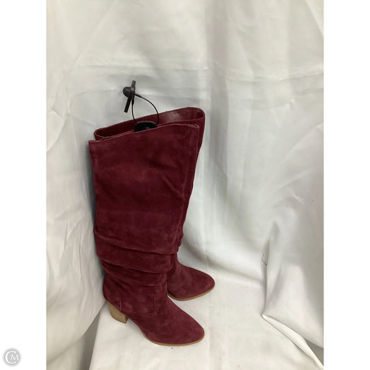 Boots Mid-calf Heels By Nine West In Maroon, Size: 8