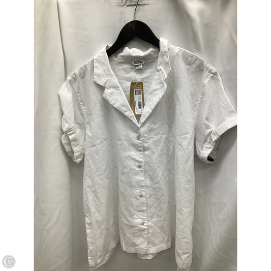 Blouse Short Sleeve By Eddie Bauer In White, Size: Xl
