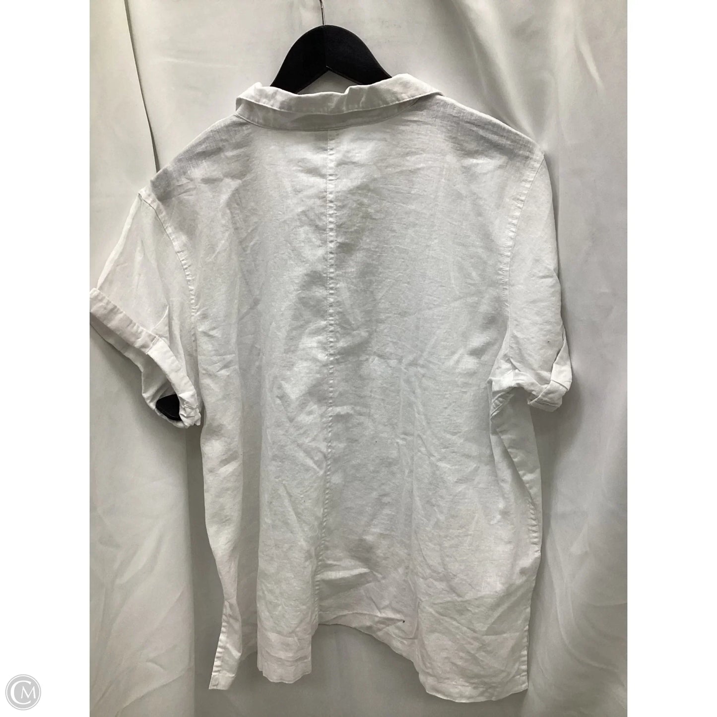 Blouse Short Sleeve By Eddie Bauer In White, Size: Xl