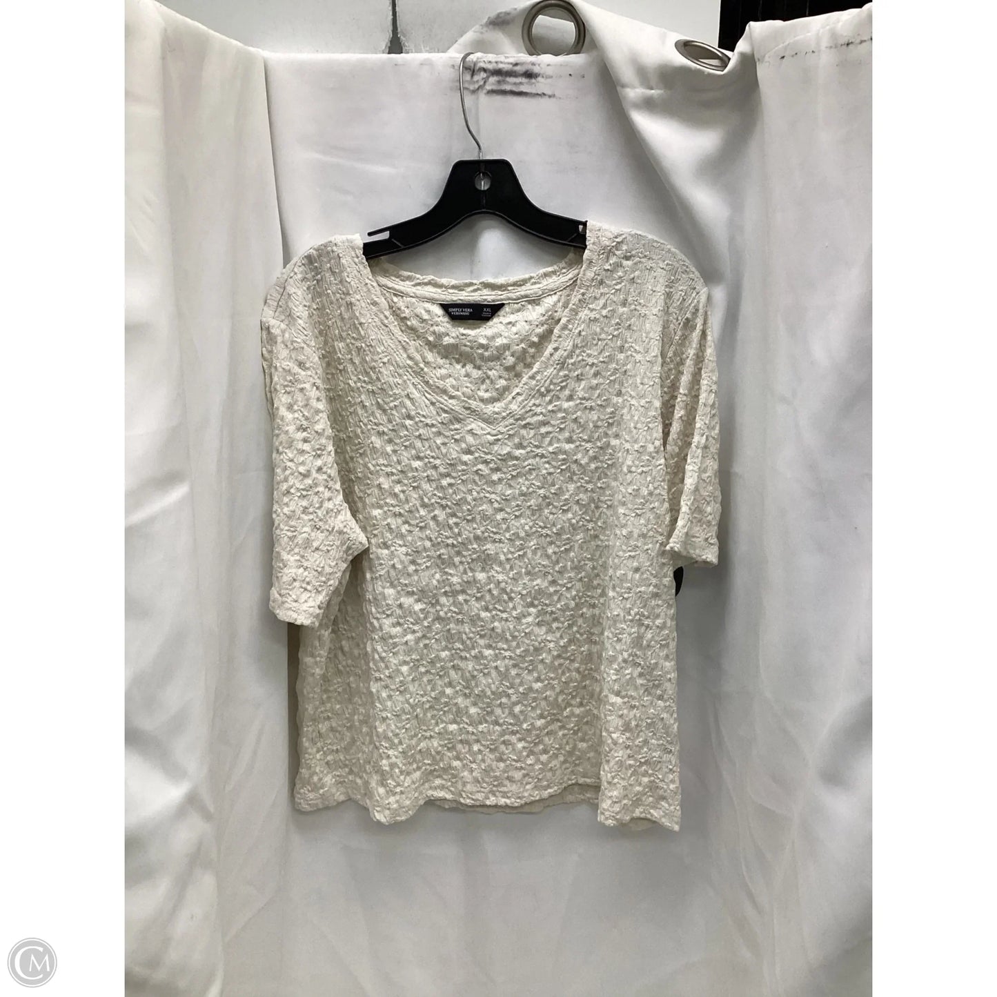 Top Short Sleeve By Simply Vera In Ivory, Size: Xxl