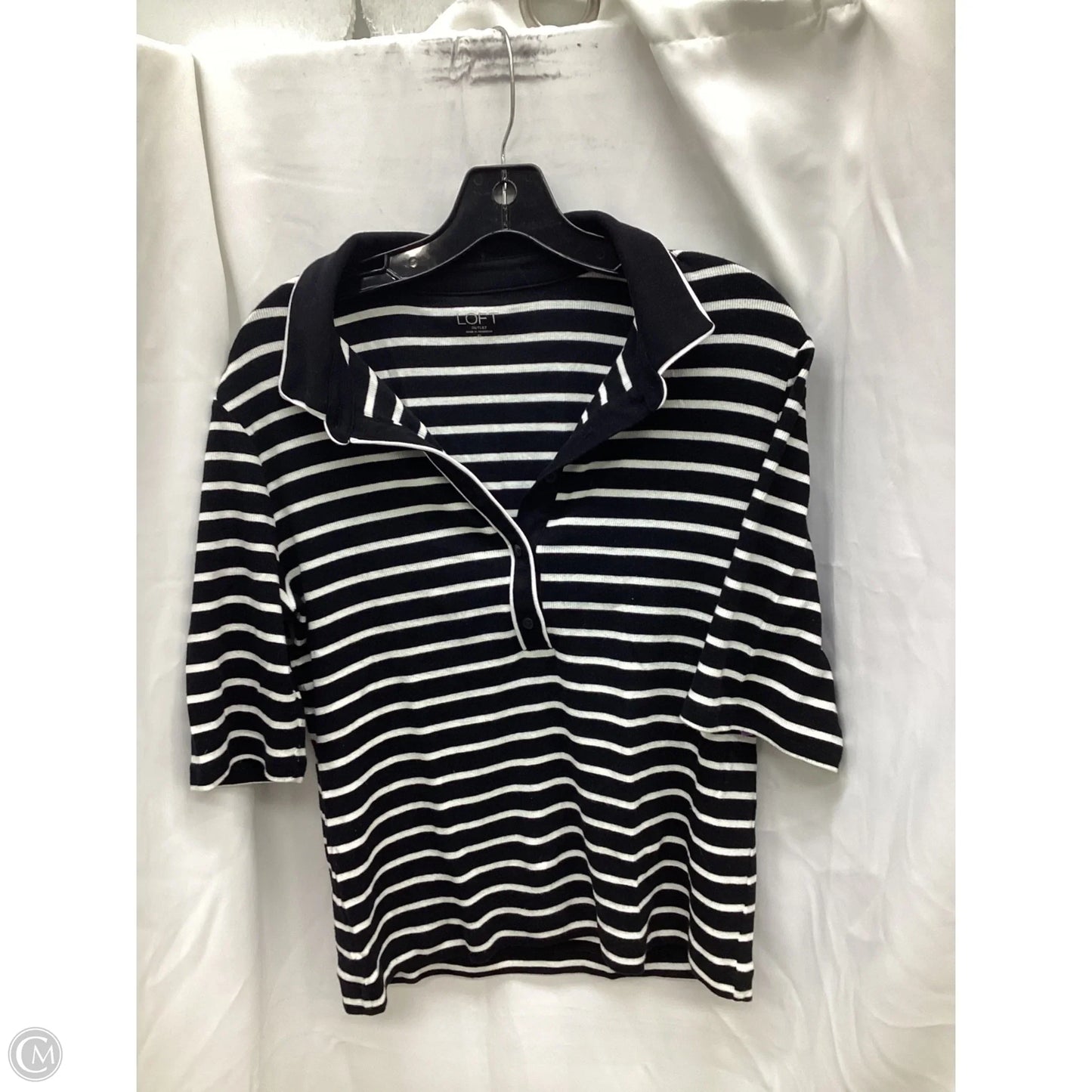 Top Short Sleeve By Loft In Black & White, Size: Xl