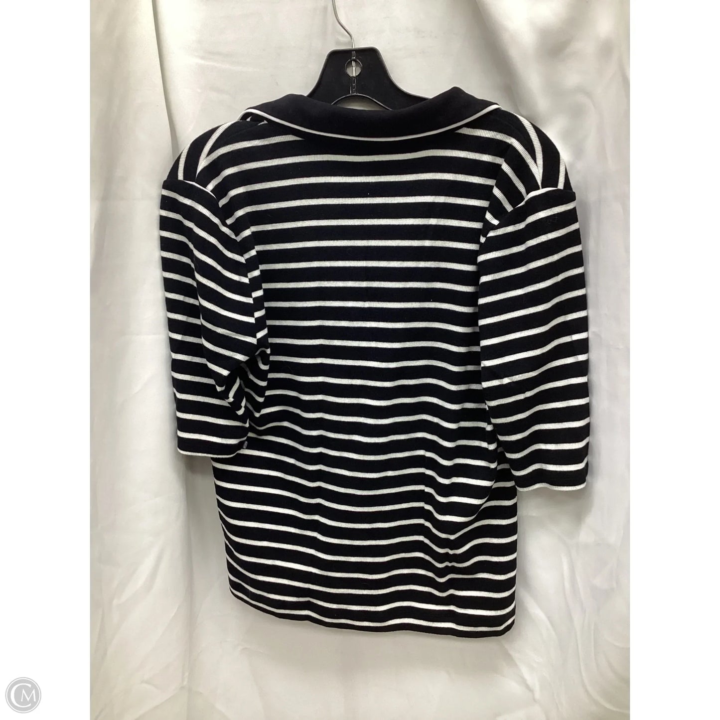 Top Short Sleeve By Loft In Black & White, Size: Xl