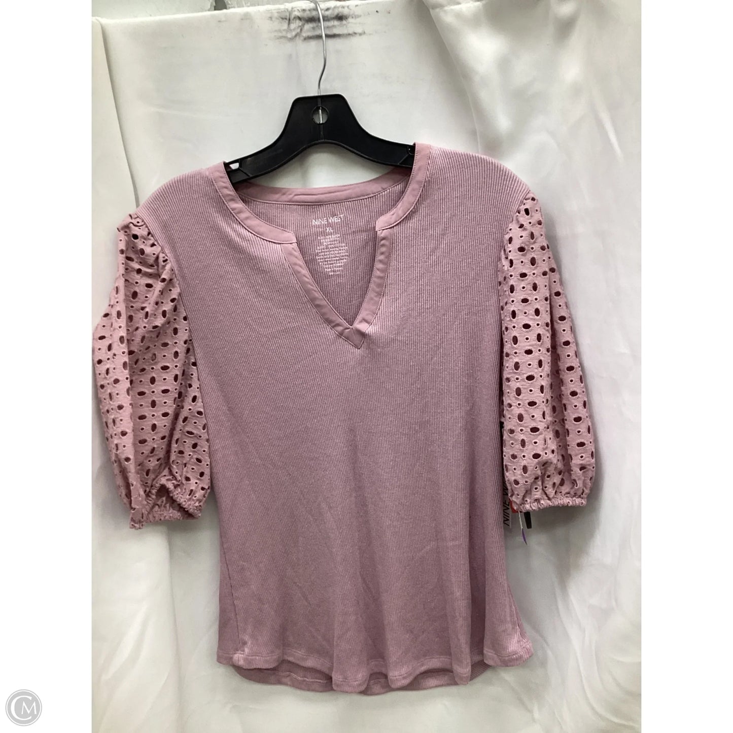 Top Short Sleeve By Nine West In Mauve, Size: Xl