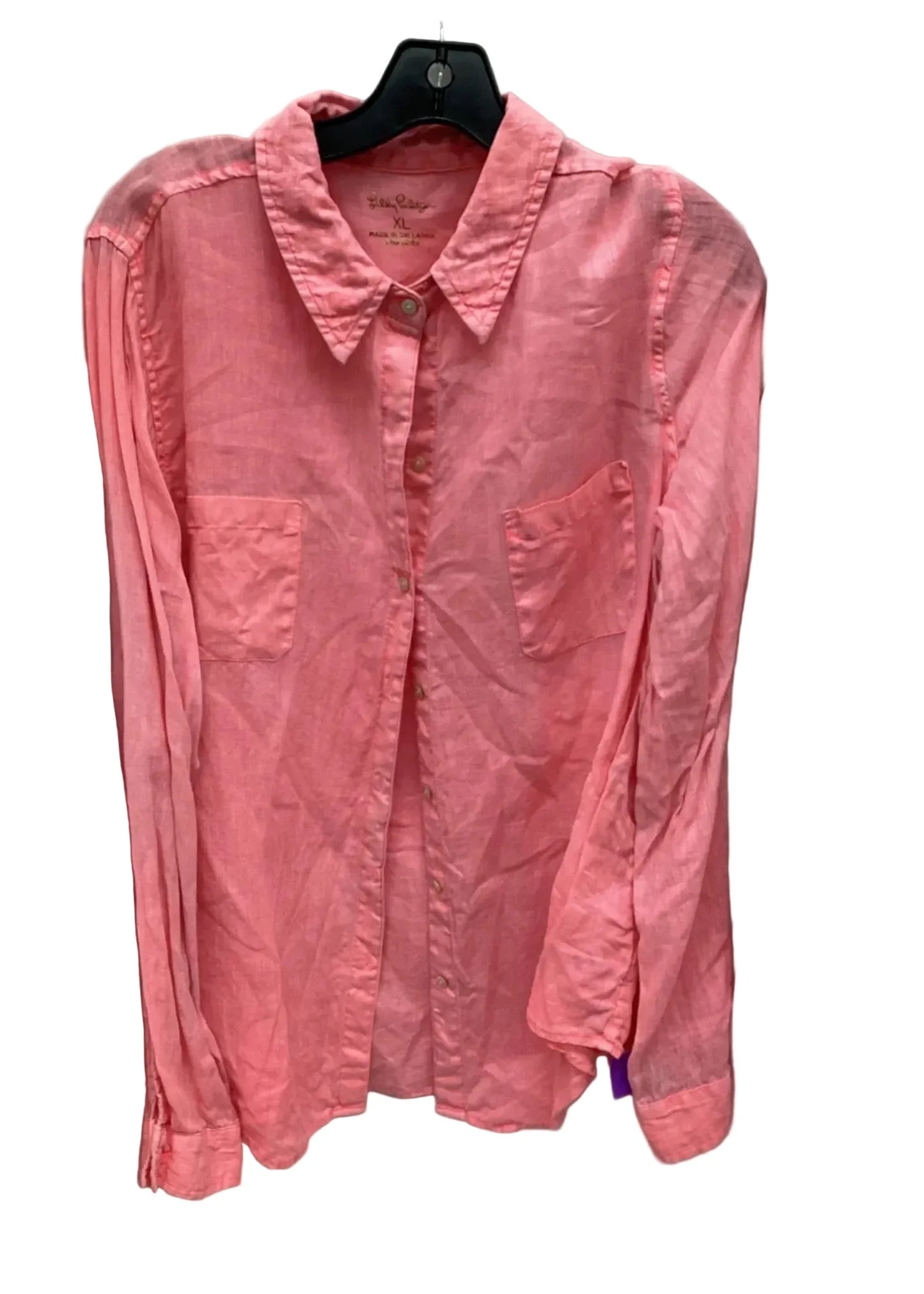 Blouse Designer By Lilly Pulitzer In Pink, Size: Xl
