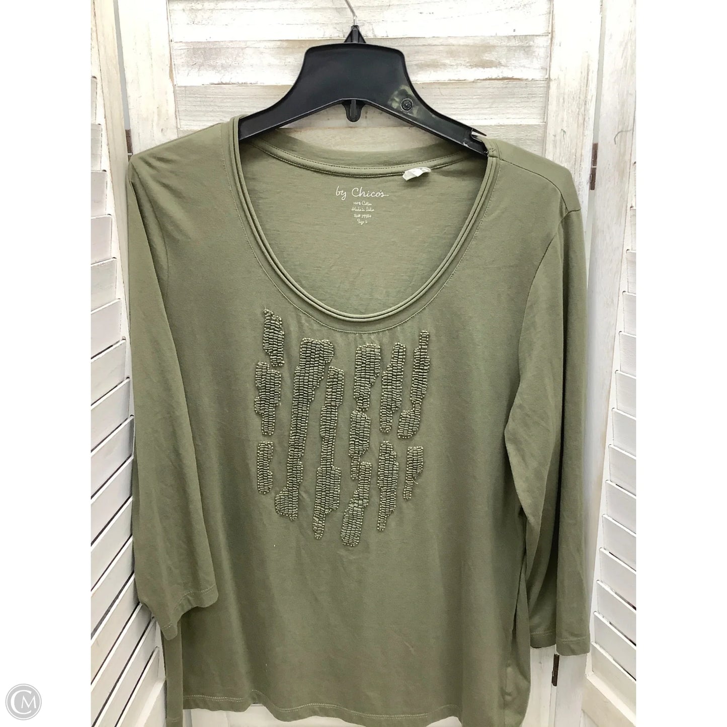 Top Long Sleeve By Chicos In Green, Size: L