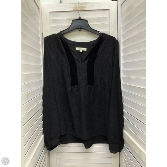 Blouse Long Sleeve By Loft In Black, Size: L