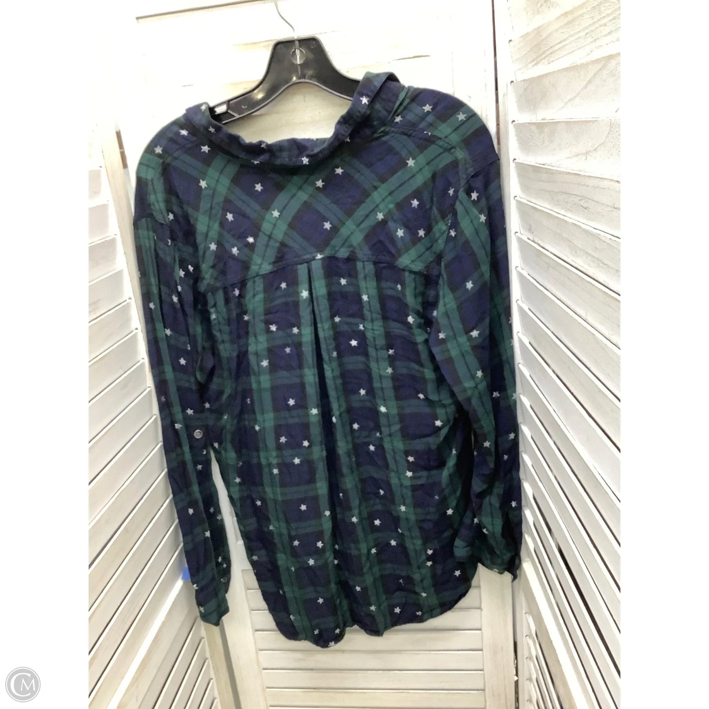 Top Long Sleeve By Rock And Republic In Plaid Pattern, Size: L