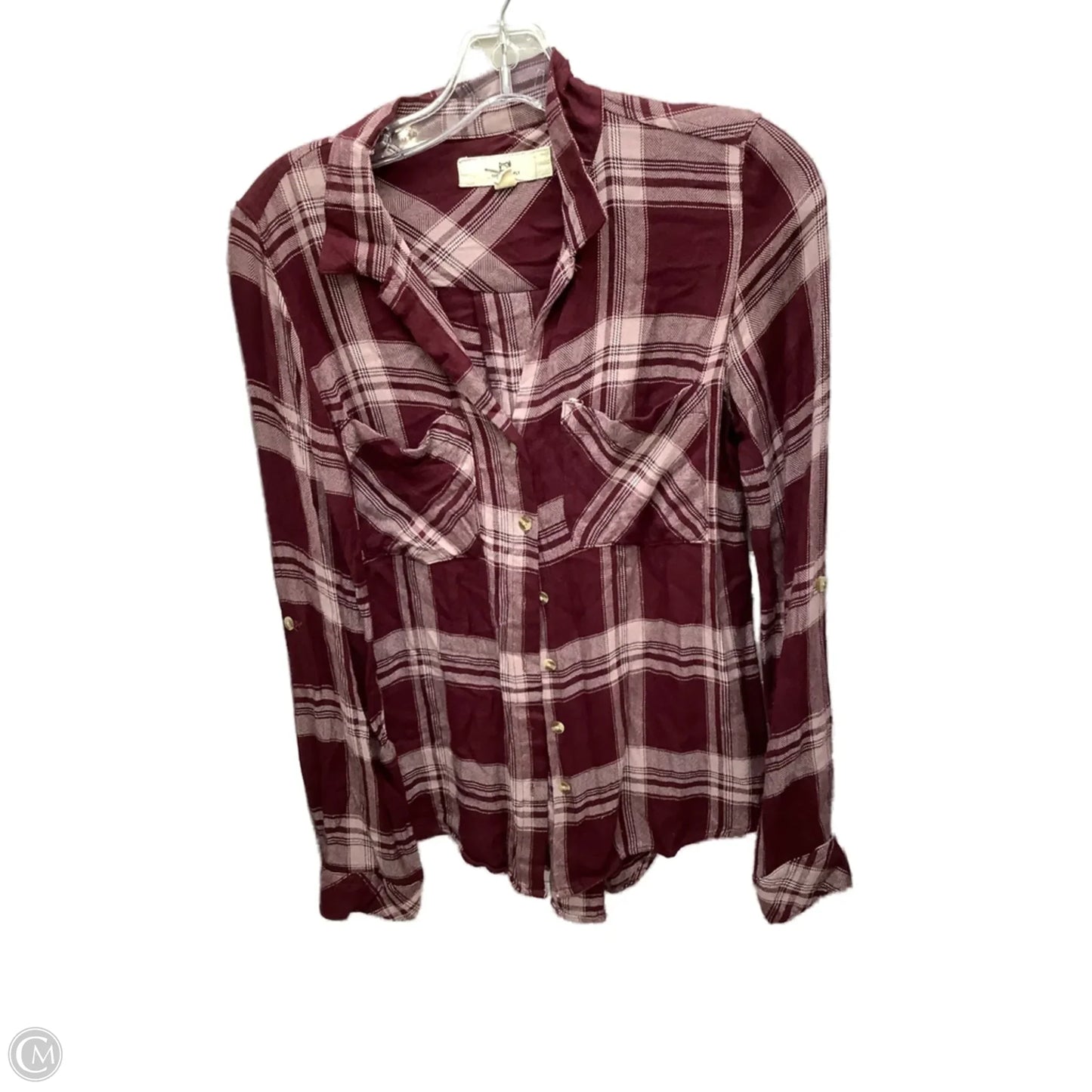 Top Long Sleeve By Clothes Mentor In Plaid Pattern, Size: S