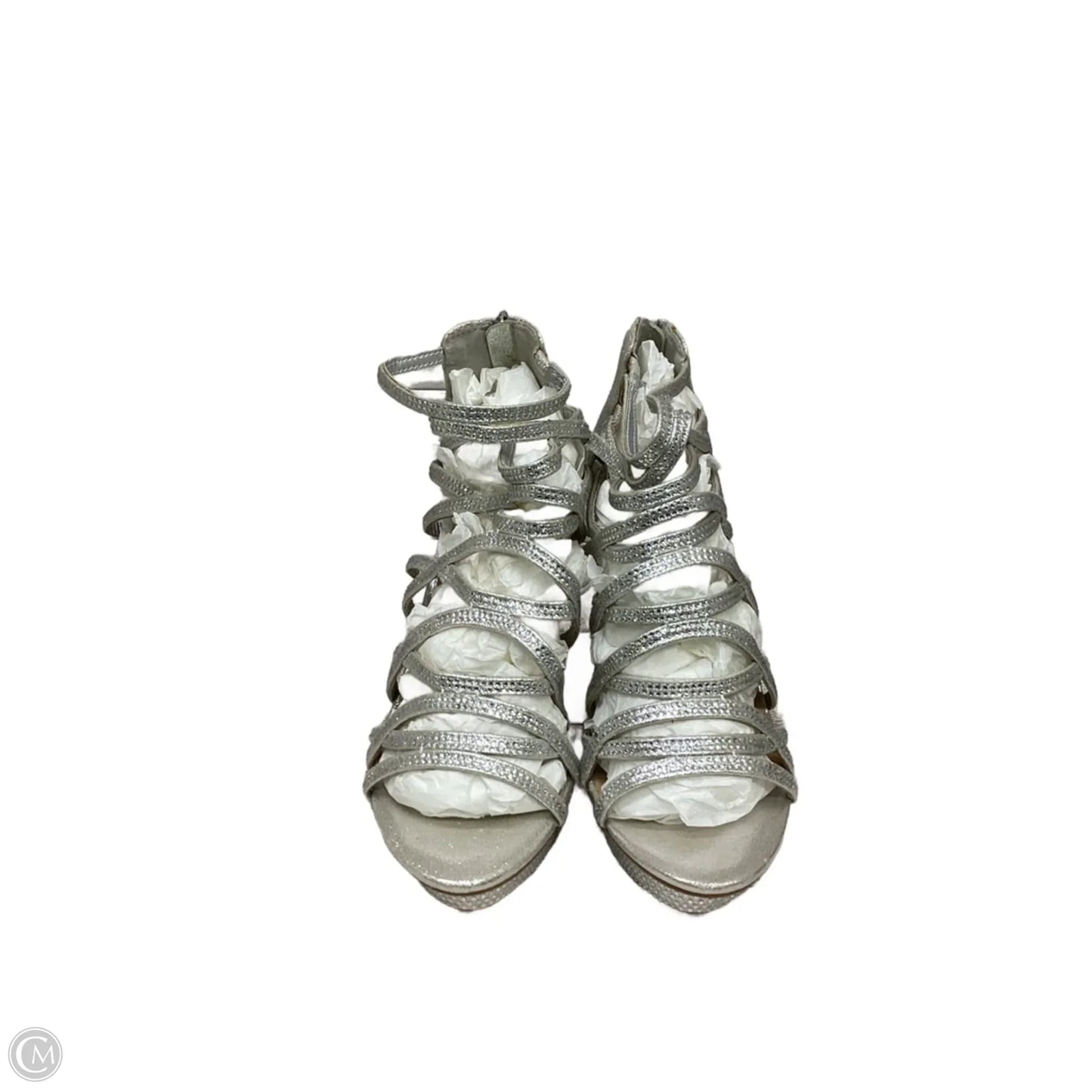 Sandals Heels Stiletto By Thalia Sodi In Silver, Size: 9.5