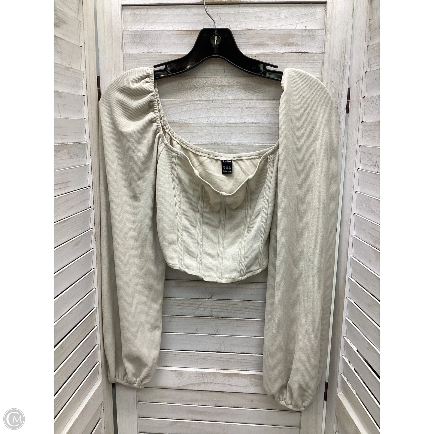Top Long Sleeve By Shein In Tan, Size: L