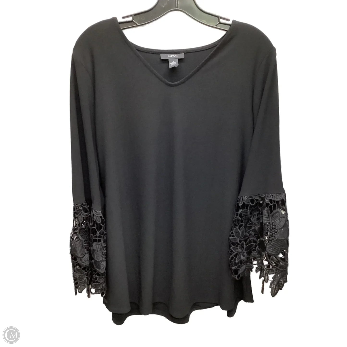Top 3/4 Sleeve By Alfani In Black, Size: L