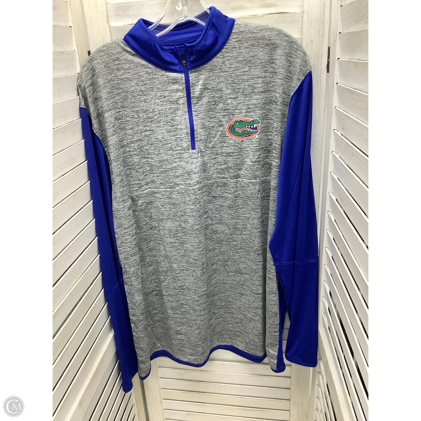 Athletic Jacket By Colosseum In Blue & Grey, Size: L