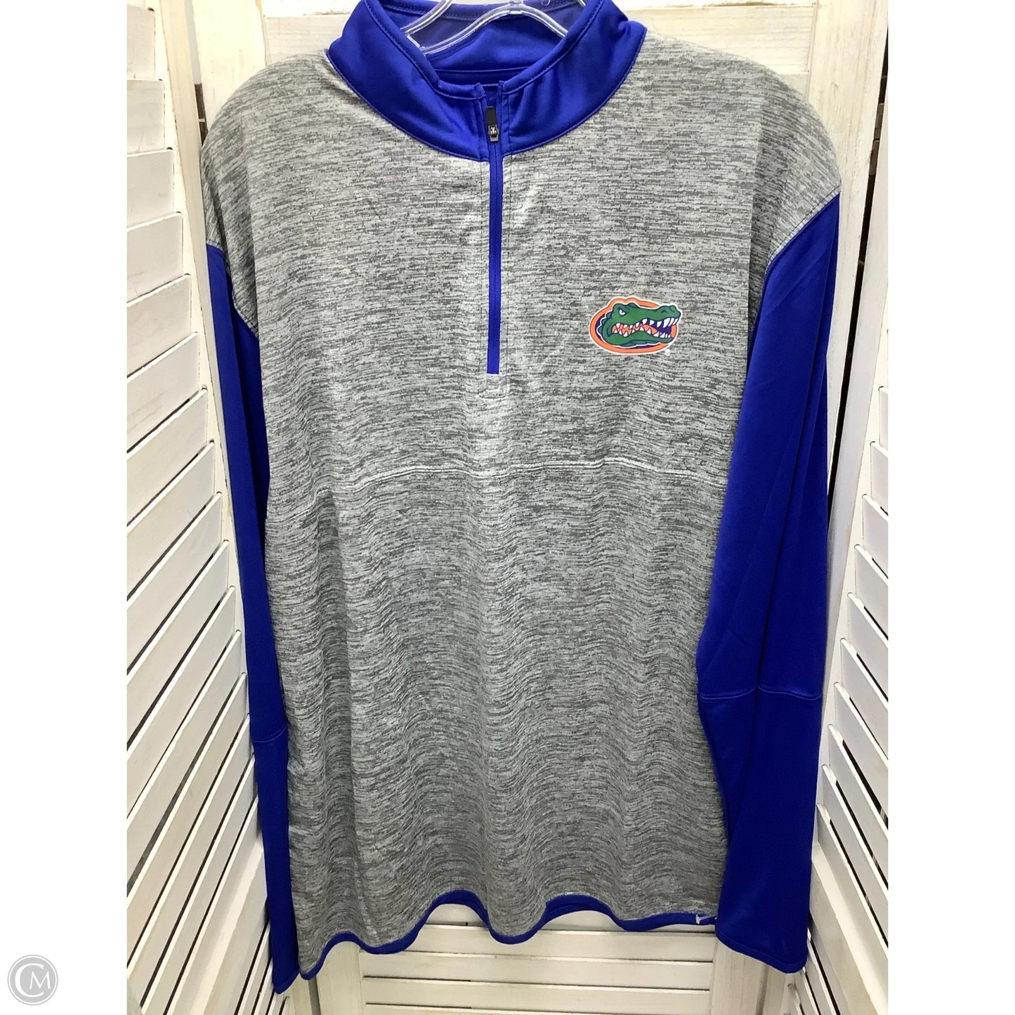 Athletic Jacket By Colosseum In Blue & Grey, Size: L