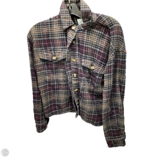 Top Long Sleeve By American Eagle In Plaid Pattern, Size: S