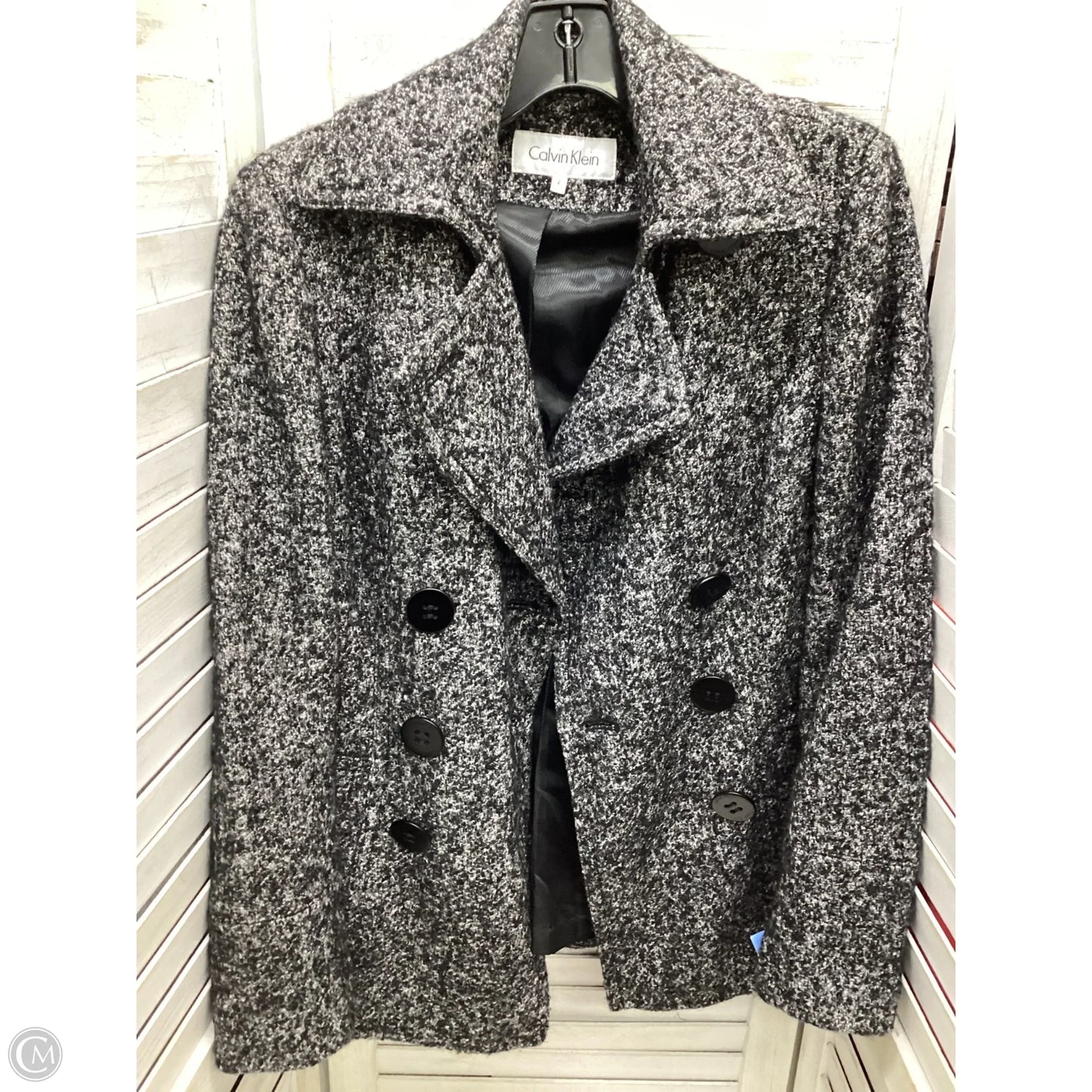 Coat Peacoat By Calvin Klein In Grey, Size: 2