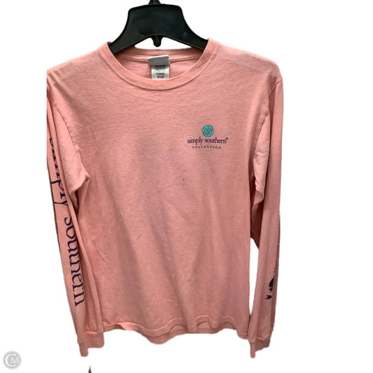 Top Long Sleeve By Simply Southern In Pink, Size: S