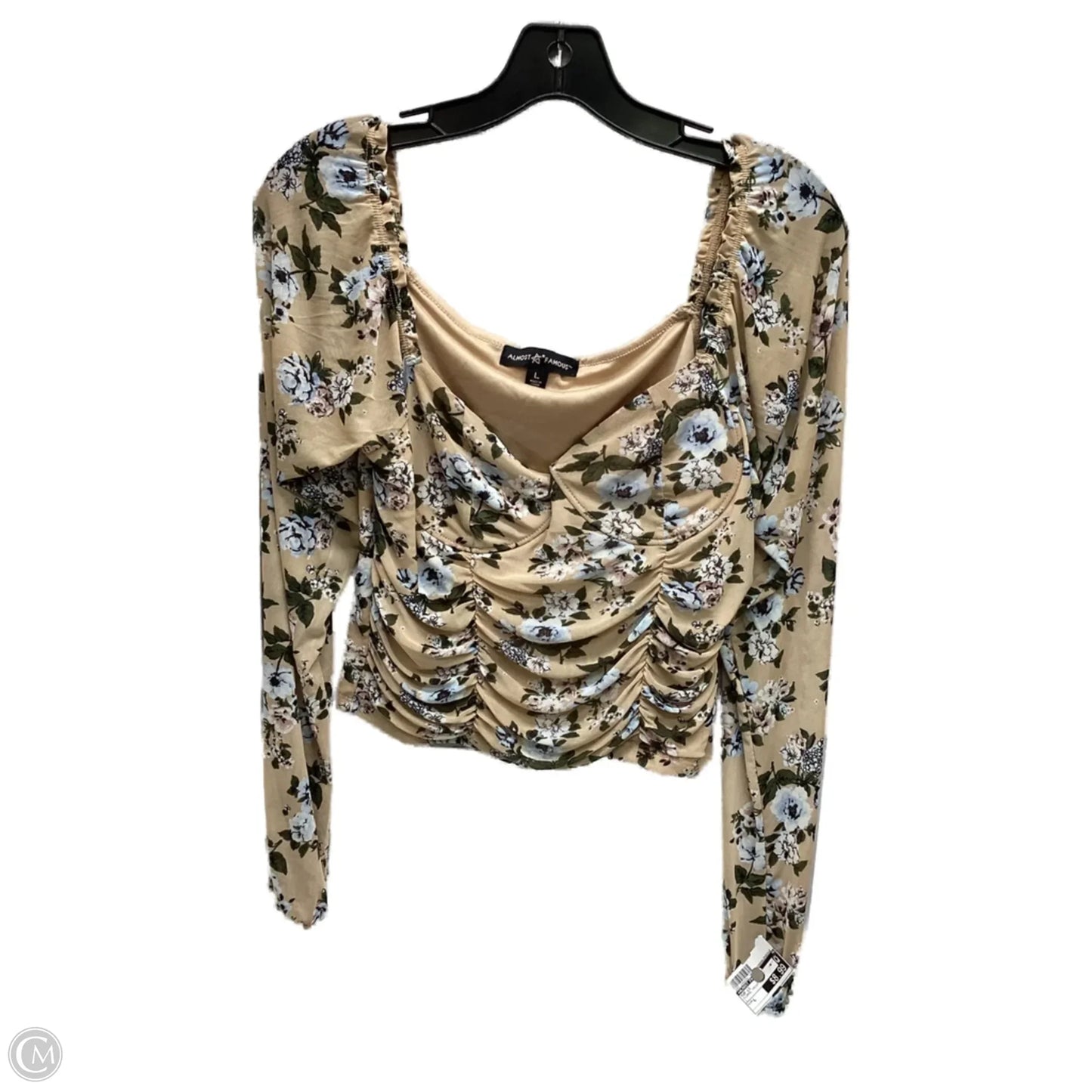 Top Long Sleeve By Almost Famous In Floral Print, Size: L