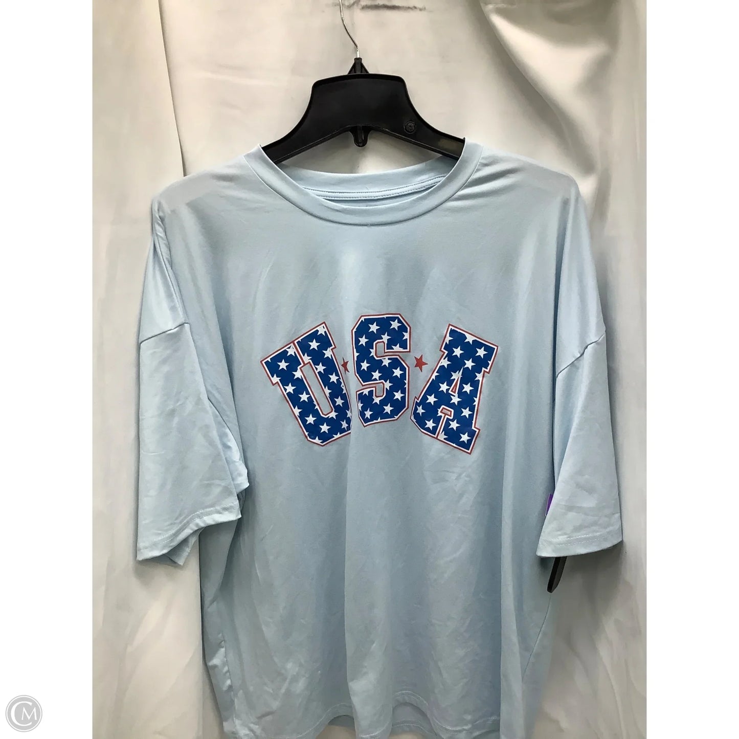 Top Short Sleeve By Shein In Blue Red & White, Size: L