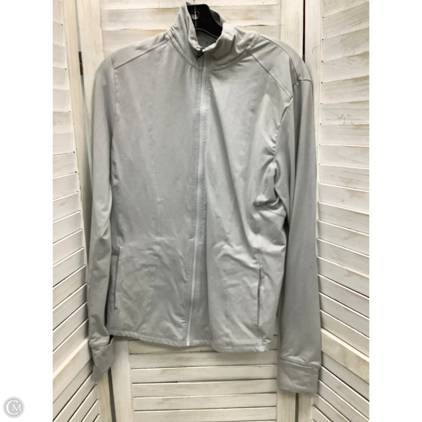 Athletic Jacket By Zelos In Grey, Size: L